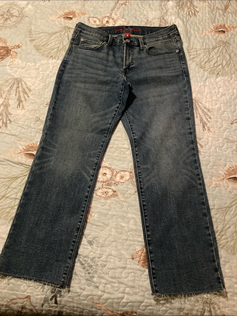 Lucky Brand Women's Mid-Dark Blue Straight Leg Jeans